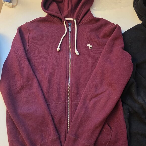 Abercrombie & Fitch Men's Small DarkNavy Pullover Hoodie Burgundy Zip Up Hoodie - Picture 3 of 16